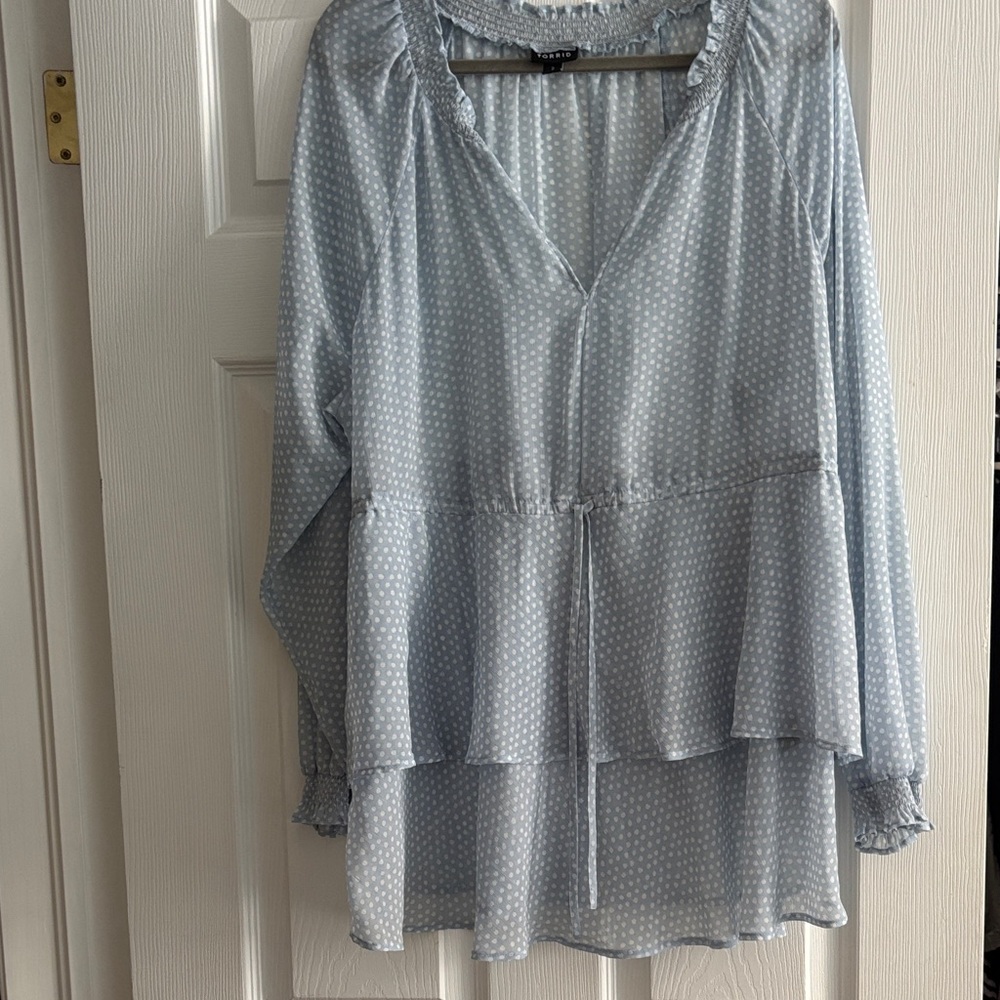 Torrid Light Blue Ruffle Blouse